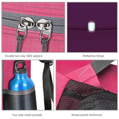 Bekahizar Small Rucksack 15L Packable Backpack Hiking Daypack Foldable Day Bag For Men Women Teens Travel Camping City Walking Mountaineering Climbing (Rose Red) — view 3