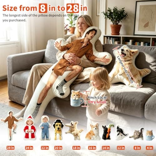 Rainsar Custom Pillow with Picture, Personalised Cushion Face or Body Shape — view 5