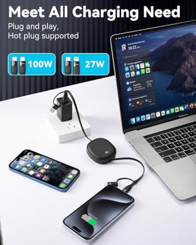 Minlu 100W Multi Charging Cable, 5 in 1 Retractable Charging Cable — view 2