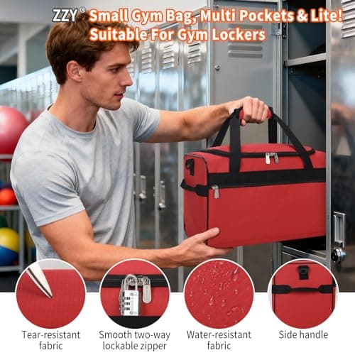 ZZY 20L Small Gym Bag Carry On Holdall, Red — view 2