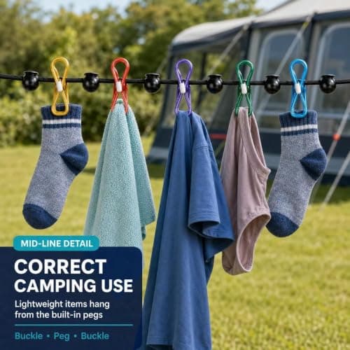 2pcs Travel Washing Line with Pegs, Travel Clothes Line With 24 Clips — view 6