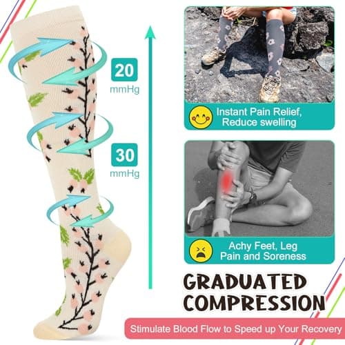 Zuimei 6 Pairs 20-30 mmhg Compression Socks for Women Men — view 3