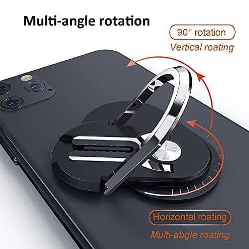 JEEZAO 2pcs New Multipurpose Smartphone Finger Ring Bracket, 360° Rotatable,Car Phone Holder, Air Vent Mobile Phone Mount (Black + red) — view 3