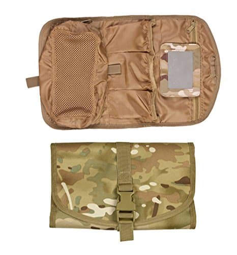 British Army Combat Zip Compact Hanging Camo Travel Shave Wash Kit Roll Bag (All Terrain Camo) — view 3