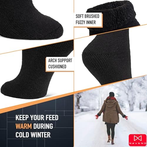 NevEND 3/6 Pairs Women's Wool Merino Winter Thermal Boot Thick Insulated Heated Mini Crew Socks, 3 pairs of black, 37-43 EU — view 5