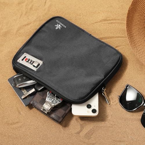 KOSMCCO Anti-Theft Locking Beach Bag, 9x7.5-inch Portable Beach Safe for Securing Your Valuables and Phone – Black — view 3