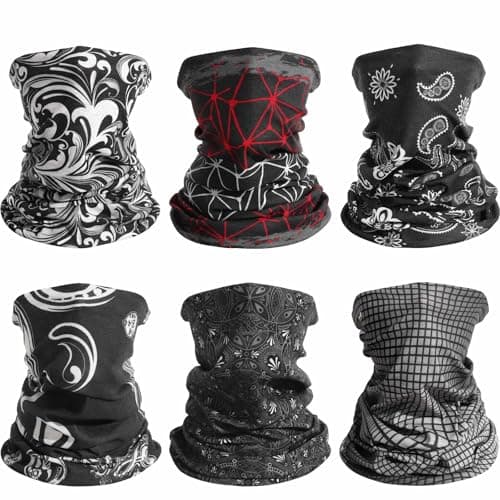 Awumbuk 6 Pack Multifunctional Headwear Bandana Unisex Face Covering, Windproof Sneck Scarf Thin Snoods for Men & Women Face Masks Neck Gaiter for Cycling Sports Running Hiking Outing