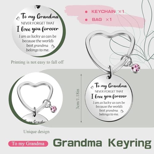 Hestya 2 Pieces Christmas Grandma Gifts from Grandchildren Include 1 Shopping Tote Bag and 1 Keyring for Grandma with Pouch for Granny Mothers Day Christmas Birthday Beach Present — view 4