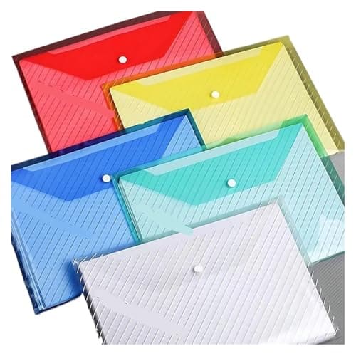 Waterproof Plastic Folder 5 PCS Document Bag Set Portable A4 Size Stationery Storage Assorted Color Plastic Waterproof File Envelopes Snap Closure(5PCS Colorful) — view 4