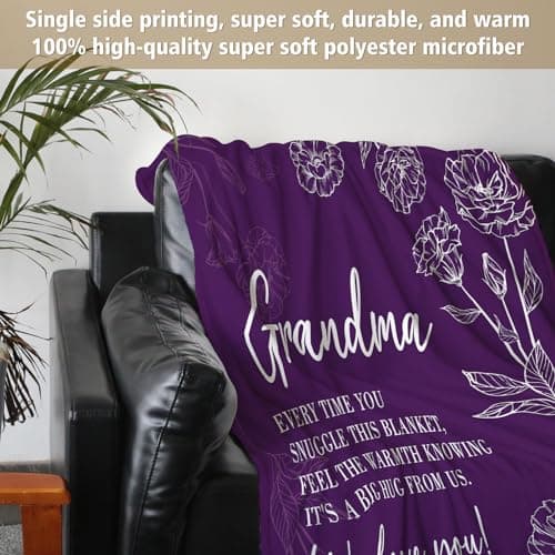 Niyewsor Grandma Gifts, Grandma Floral Blanket 50" x 60", Purple — view 4