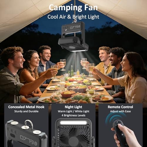 ELZO Magnetic Travel Fan 10000mAh for Cruise Ship Cabin, Upgrade Rechargeable Portable, 4-Speed with Hook, for Cruise Approved Essentials 2026, Camping — view 5