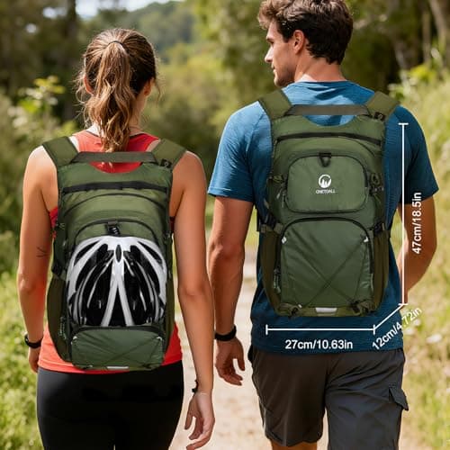 ONETOALL Hydration Backpack with 2L Water Bladder, 22L Waterproof Hiking Backpack with Rain Cover, Insulated Compartment for Running, Cycling, Walking, Camping & Skiing, Military Green — view 5