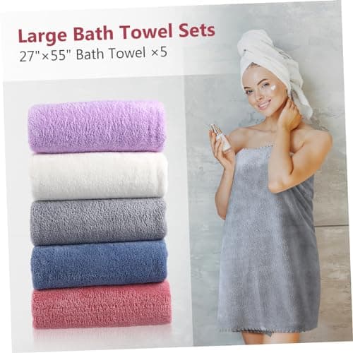 Alipis 5pcs Solid Colour Microfiber Bath Towels for Travel Fitness Use — view 5