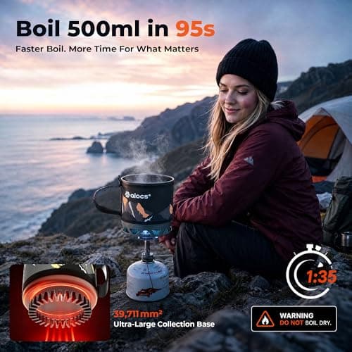 ALOCS 1L (1-Quart) Ultralight Backpacking Camping Pot with Heat Exchanger — view 2