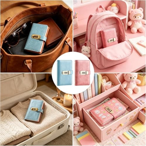 100 Envelope Savings Challenge Book, 2PCS Envelope Challenge Binder with Combination Lock, PU Leather Budget Planner for School Home Office(Sky Blue & Pink) — view 5
