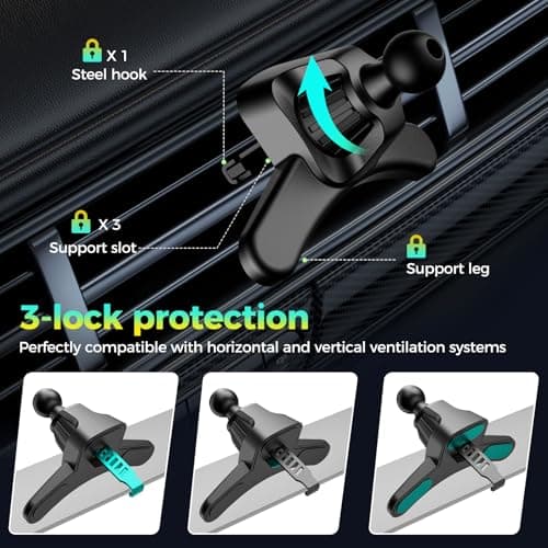 Brencco Car Vent Phone Holder, Hook Clip, 360° Rotation, 4-7 Inch — view 3
