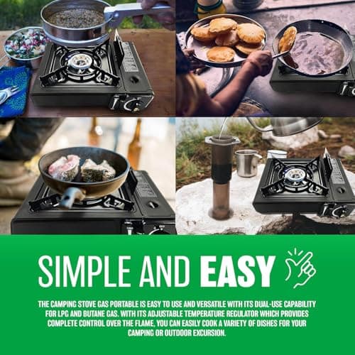 3 in 1 Camping Starter Kit - Includes Gas Stove, 8 Gas Bottles & 2.5L Kettle | Premium Burner, Automatic Ignition & Heat Control | Suitable for Fishing, Camping & Hiking | Lightweight, Essentials — view 4