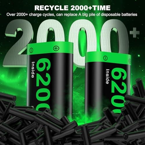 Rechargeable Battery Pack for Xbox One/Series Controller, 4x6200mWh Battery Pack with Charger/Cooling RGB/25H Playtime, Compatible with Xbox One/S/X/Elite 1, Series S/X Controller Thumb Grips — view 3