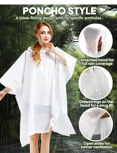 ANYOO Rain Poncho Waterproof for Adults, 2 Pack, Reusable — view 3