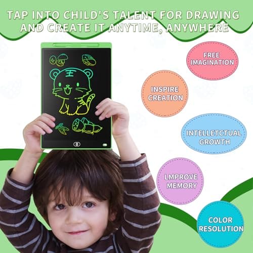 [2 Pack]Genialba LCD Drawing Board 12 Inch, Colourful LCD Writing Tablet Erasable [Individual Package], Toddler Toys Learning Educational Toys for 2 3 4 5 6 7 Years Boys Girls (Green&Blue) — view 6