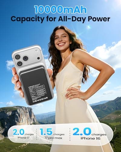 PDBEST Magnetic Power Bank with Built in Cables, 10000mAh Portable Charger — view 4