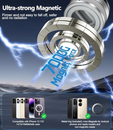 CloudValley Magnetic Phone Holder for Car, 360°Rotatable Foldable Phone Mount with Strong Vacuum Suction Cup, Universal Stand for iPhone 16/15/14, Samsung Compatible with Mirror, Windscreen, Silver — view 5