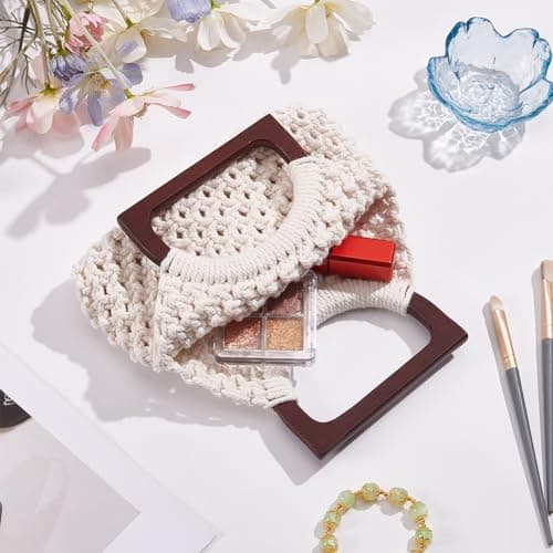 WEBEEDY Macrame Bag DIY Kit for Adults Beginners Macrame Purse Kit for Women Boho Macrame Handbag with 100m Macrame Cord, Wooden Handle, DIY Bag Making Crafts Supplies for Mother's Day Beach Trips — view 6