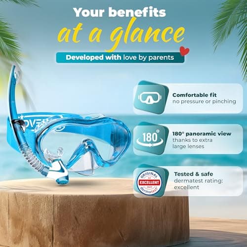 KIDVERSE Kids snorkel mask age 5 to 15 - Snorkel mask kids - Diving goggles with fabric or silicone strap - Snorkelmask set — view 2
