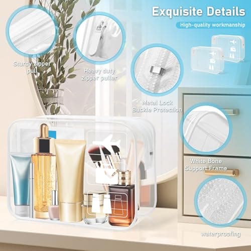 Clear Travel Toiletries Bag 2 Pack TSA Approved Airport Security Liquid Bag — view 6
