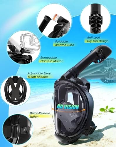 Lealinga Snorkel Set Adults, Full Face Snorkel Mask with Flippers — view 2