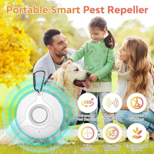 Ultrasonic Portable Pest Repeller, Ultrasonic Mosquito Repellent Device, Indoor/Outdoor Insect Repeller, USB-Charging Insect Repellent Device, Pendant Repeller for Fleas, Mosquitoes and Ticks - White — view 5