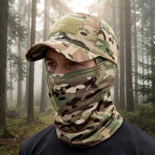 Merzio Desert Camo Baseball Cap and Neck Gaiter Set, Tactical Camouflage Sun Hat with Cooling Face Cover Mask for Men Women, Breathable UV Protection for Fishing Hunting Cycling Outdoor Sports — view 4
