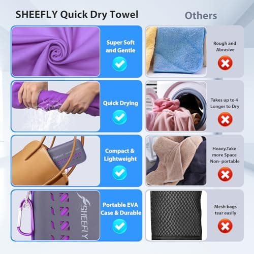 SHEEFLY Microfibre Travel Quick Dry Towel Super Absorbent Gym Towel — view 6