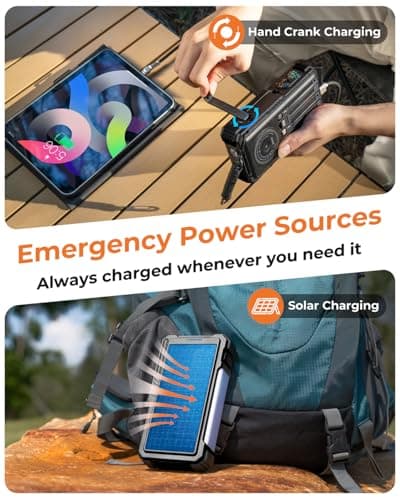 BLAVOR Solar Power Bank with Hand Crank and 4 Cables, 20000mAh Wireless Portable Charger with USB C & Camping Light, 20W Fast Charging Battery Pack for iPhone, iPad, Samsung, All Mobile Phones — view 2