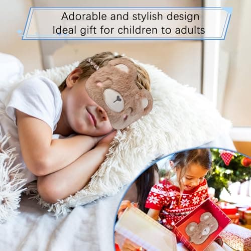FUNAUPGO Cute Capybara Sleep Mask Eye Mask Animal Sleeping Mask Soft Plush Blindfold Travel Eye Cover Eyeshade for Kids Adults Girls Boys Women Men (Capybara, Beige) — view 6