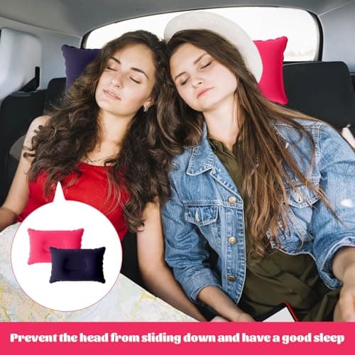 Grosion 2Pcs Blow up Pillow,Inflatable Pillow,Inflatable Pillows for Camping,Beach Pillow,Portable Ultra Light Air Camping Pillows for Outdoor Bolster Sunbed Beach (Purple/Pink) — view 6
