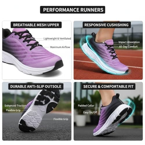 RTOUNT Womens Trainers Mesh Tennis Running Sneakers for Gym Travel Training — view 5