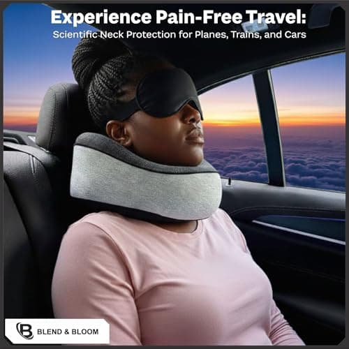 Blend & Bloom Travel Pillow for Airplane, Light Grey — view 5