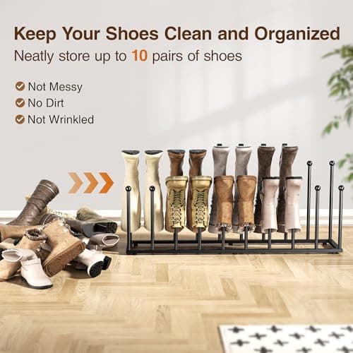 pickpiff Free Standing Shoe Rack - Black Metal Shoe Storage, Shoe Racks Storage for Dorm Room, Closet, Entryway, Bedroom, Patio Outdoor, Hallway, Organiser Storage Fit for 10 Pairs Boot — view 4