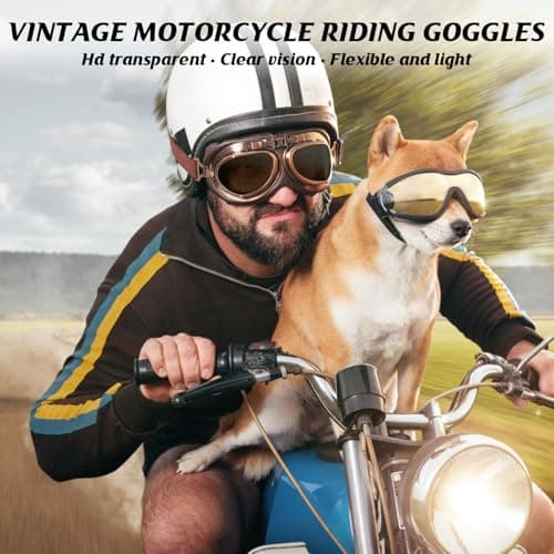 JUGCUT Vintage Racer Sports Helmet Sunglasses, Hiking Ski Goggles Eyewear for Cruiser, Scooter Steampunk Half Helmet Motorcycle Cruiser Scooter Goggles Men Women — view 5