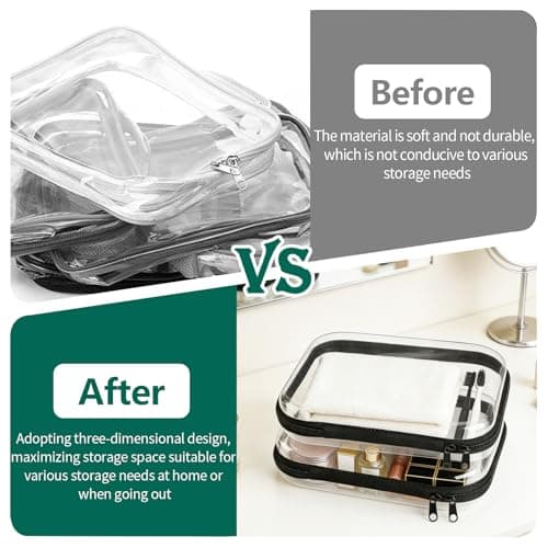 2PCS Clear Hard Shell Zipper Cases, Small Hard Case Toiletries Organiser Waterproof Toy Storage Bags for Building Blocks Puzzles Travel Gear & Cosmetic (25x21x5CM) — view 5