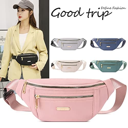 Estwell Bum Bag Fanny Pack Men Women Fashion Festival Fanny Pack Travel Waist Pack Lightweight Adjustable Waist Bag for Running Walking Hiking Jogging, Beige — view 5