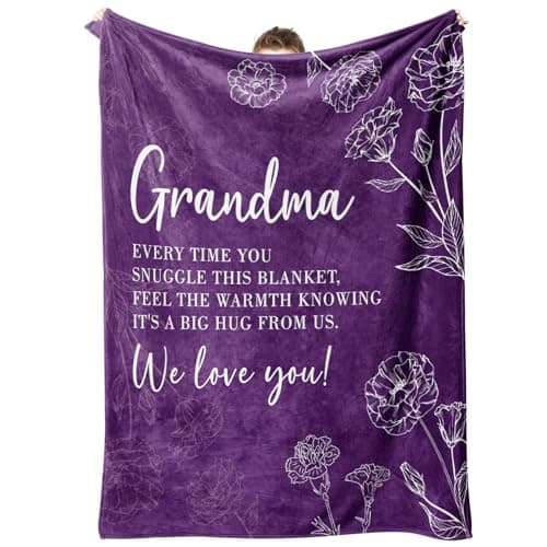 Niyewsor Grandma Gifts, Grandma Floral Blanket 50" x 60", Purple