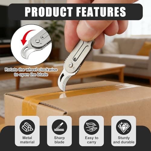 1Pc Mini Multi Tool Pocket Box Opener with Curved Profile, Folding EDC Utility Opener, Compact Titanium-Finish Pocket Tool for Packaging, DIY Tasks, Travel & Everyday Carry — view 4