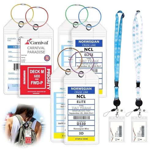 8 Pack P&O Cruise Luggage Tag Holder,Waterproof Clear Tags Luggage Bag Tag