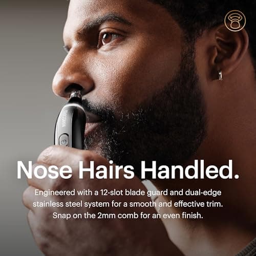 MANSCAPED® Weed Whacker® 3.0 PRO - Men's Electric Nose, Ear & Eyebrow Hair Trimmer – SkinSafe® Dual-Head System, LED Spotlight, Waterproof, Rechargeable, Travel Lock, Eyebrow Comb Attachment — view 3