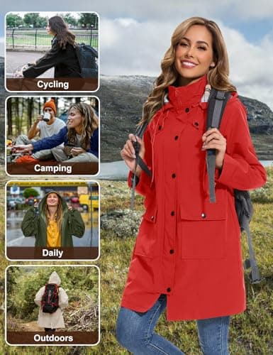 Tuopuda Women Waterproof Coat Outdoor Hooded Rain Jacket for Spring Autumn — view 2