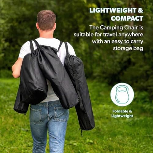 I LOVE FANCY DRESS Black Folding Camping Chairs with Cup Holder - Pack of 4 - Lightweight Outdoor Chairs with Carry Bag for Fishing, Festivals, Camping Trips, Picnics & Summer Activities — view 5