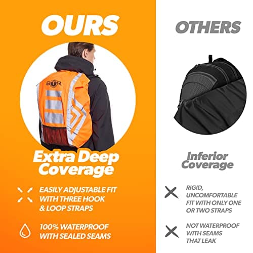 BTR Waterproof High Visibility Backpack Cover. High Viz Rucksack Cover With Reflective 3M Tape. Orange Medium — view 2
