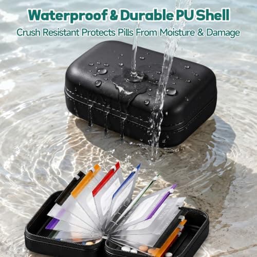 Waterproof Pill Organiser Pouch Set, 14 Colour Coded Storage for Travel — view 3